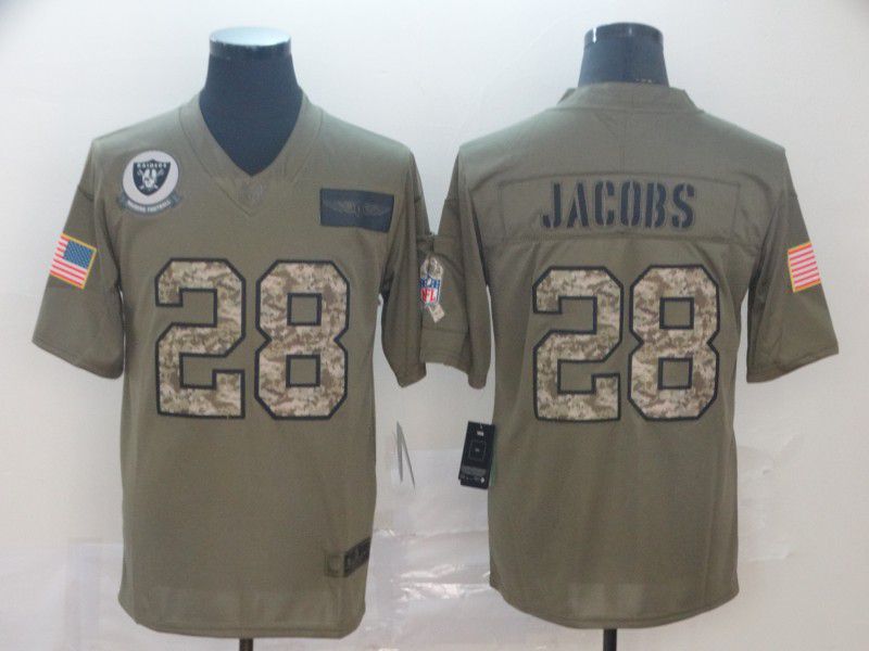 Men Oakland Raiders 28 Jacobs green Nike Olive Salute To Service Limited NFL Jersey